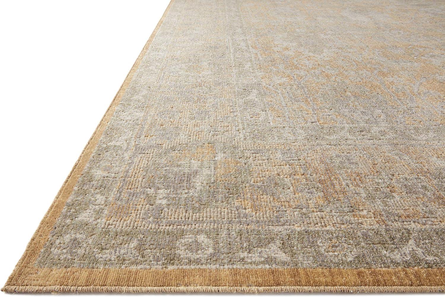 Elegant Gold and Sand 2'7" x 12' Runner Rug with Easy Care Synthetic Fibers