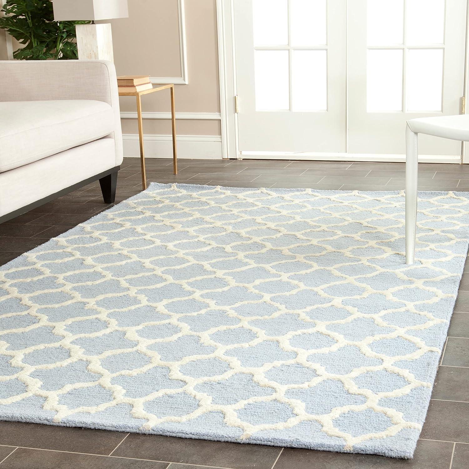 Elegant Ivory Hand-Tufted Wool Rectangular Accent Rug