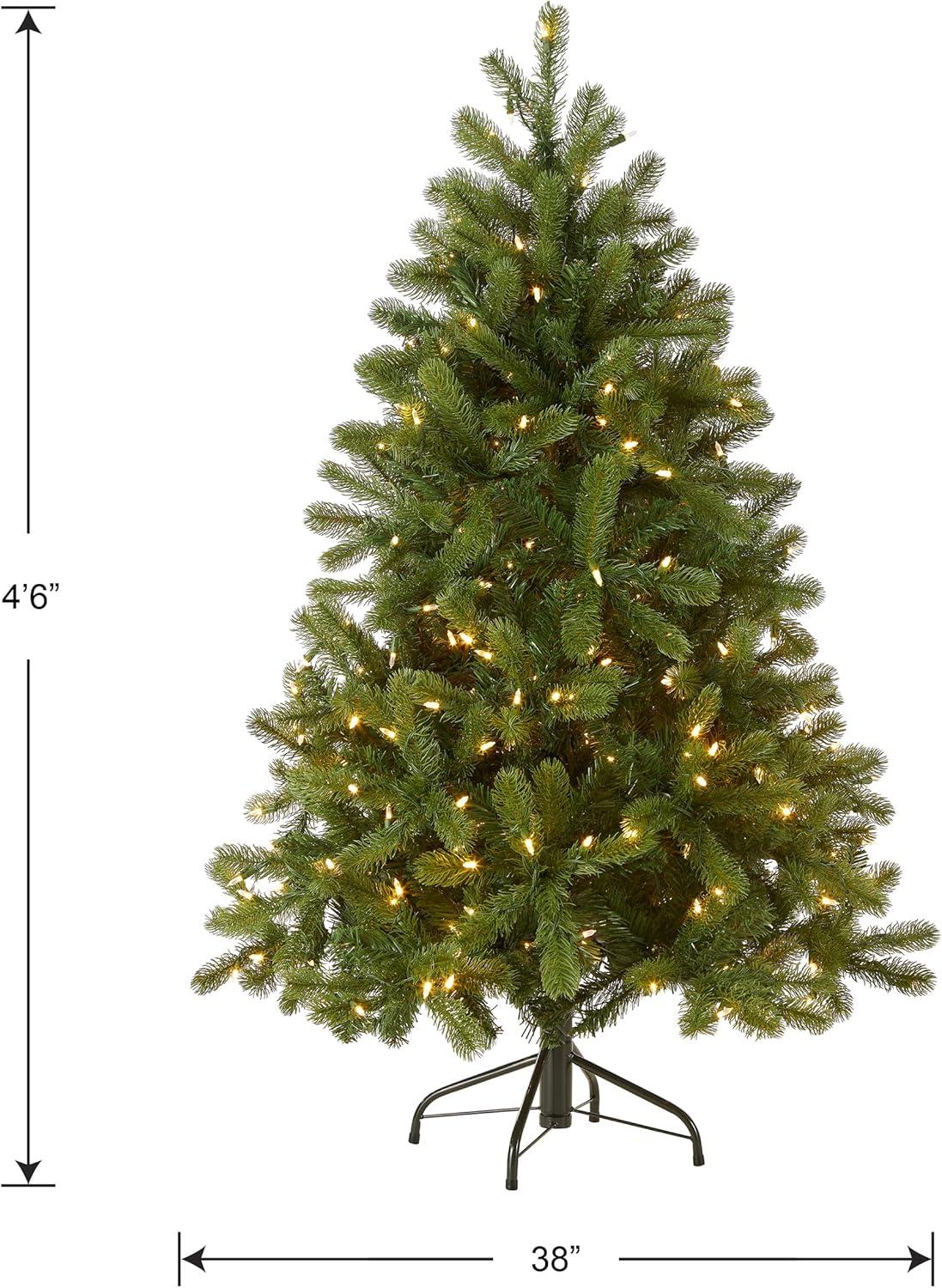 4.5 ft Green Douglas Fir Pre-Lit Christmas Tree with LED Lights