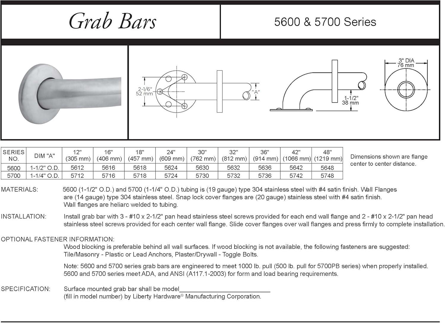 Delta 18" White Stainless Steel ADA Compliant Grab Bar