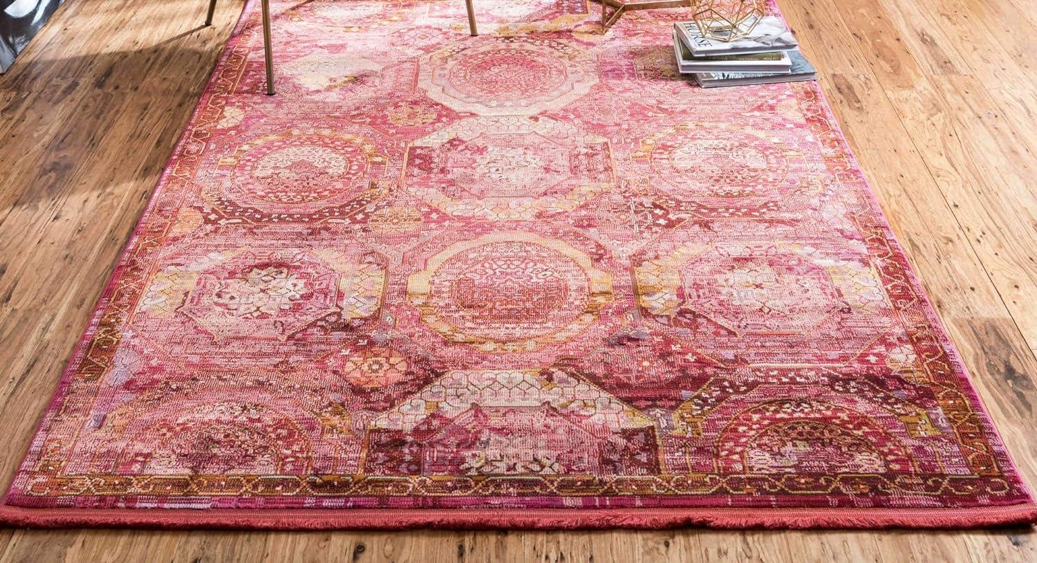 Unique Loom Baracoa Collection Area Rug - Coppelia (4' 3" x 6' Rectangle Pink/Ivory)