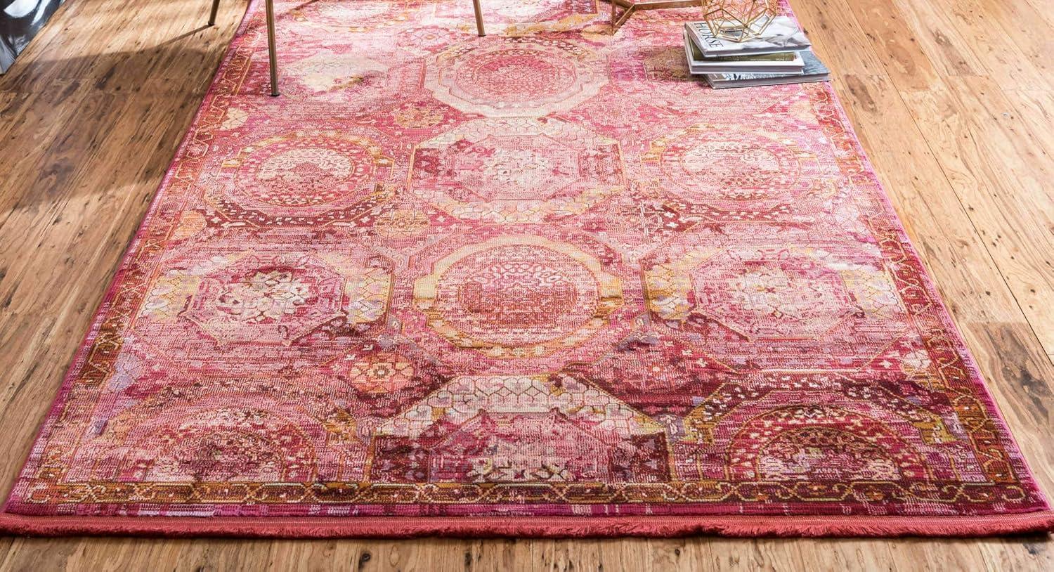 Unique Loom Baracoa Collection Area Rug - Coppelia (4' 3" x 6' Rectangle Pink/Ivory)
