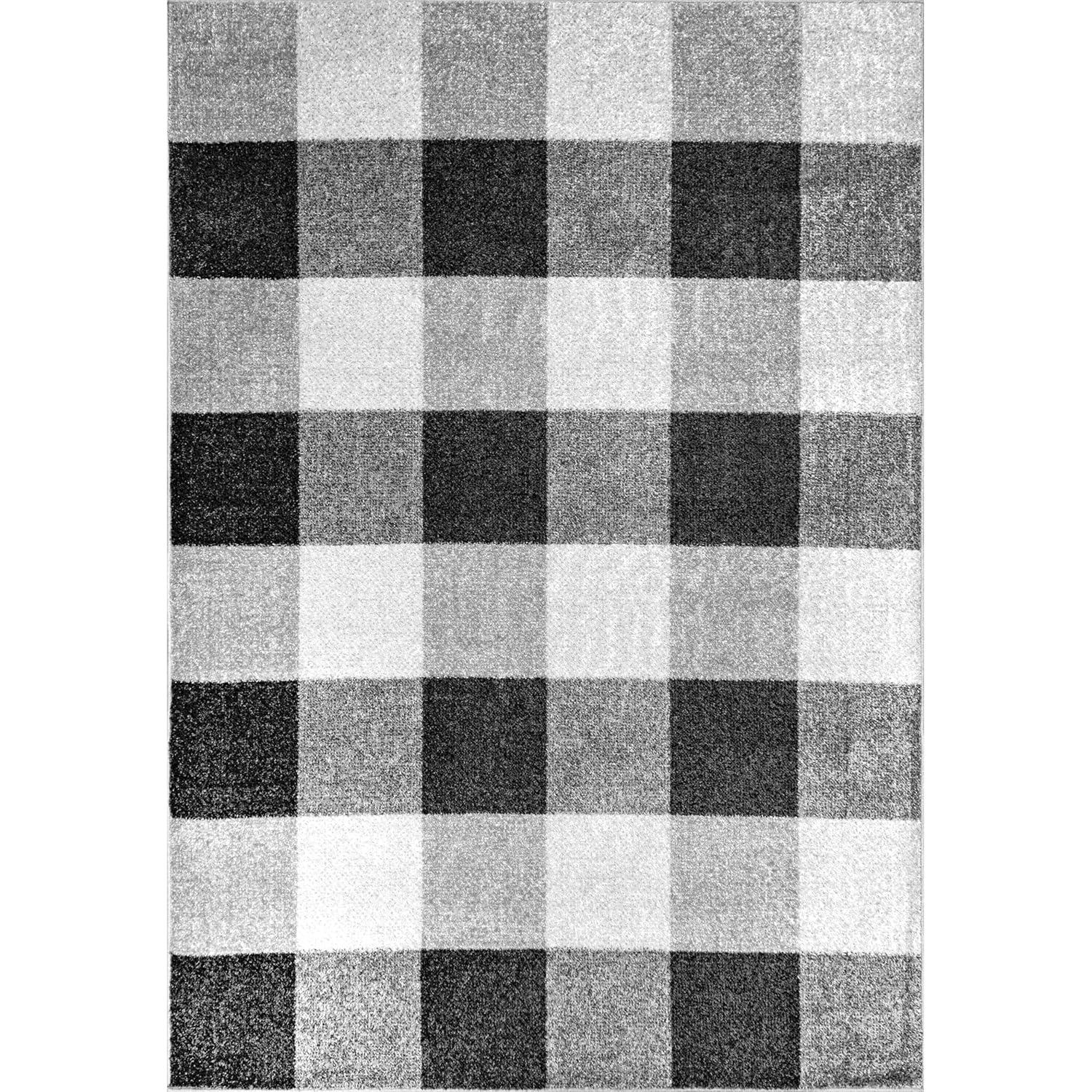 Nuloom Aisha Plaid 3x5 Accent Indoor Area Rug for Living Room Bedroom Dining Room Entryway Kitchen, Grey/Ivory