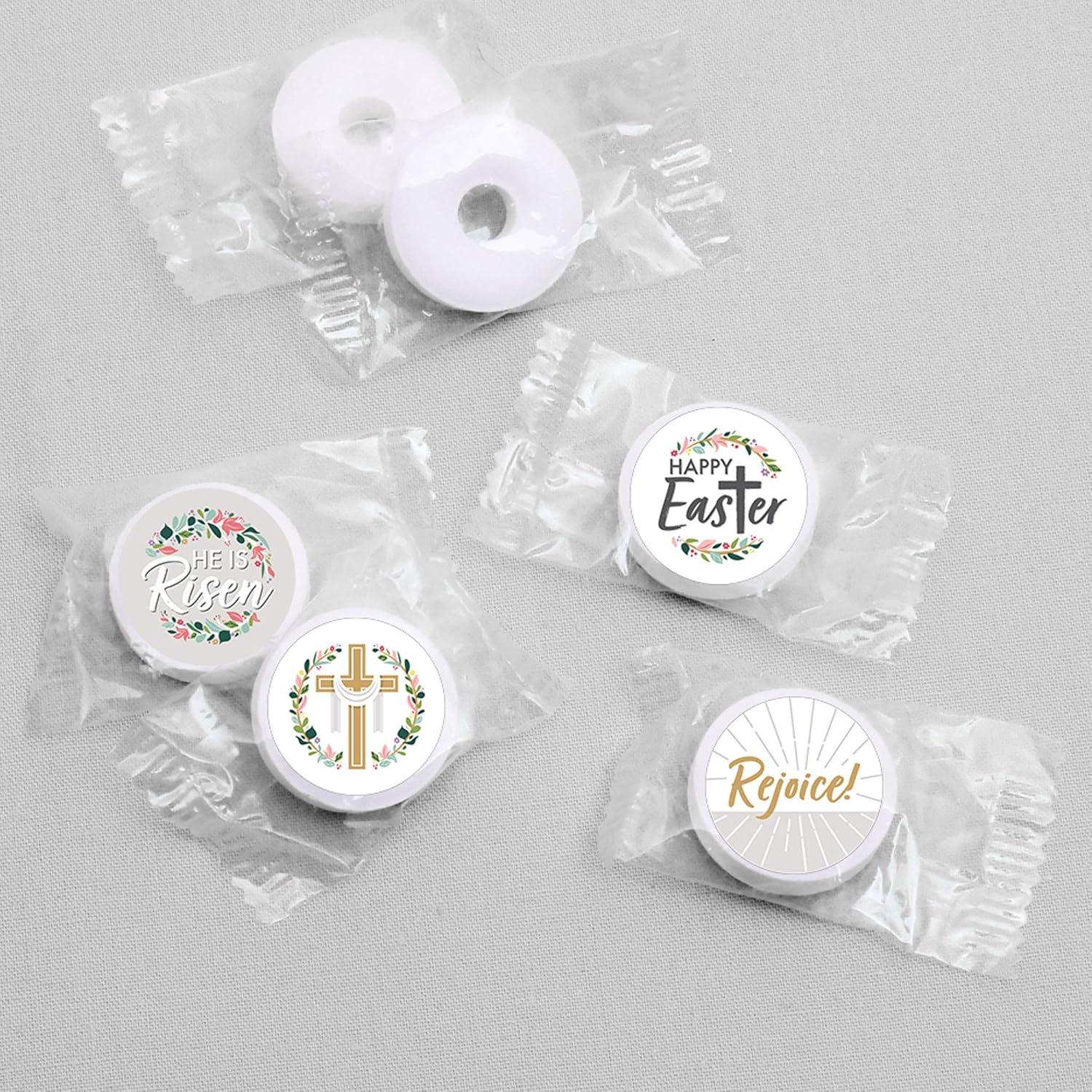 Big Dot of Happiness Religious Easter - Christian Holiday Party Round Candy Sticker Favors - Labels Fits Chocolate Candy (1 sheet of 108)