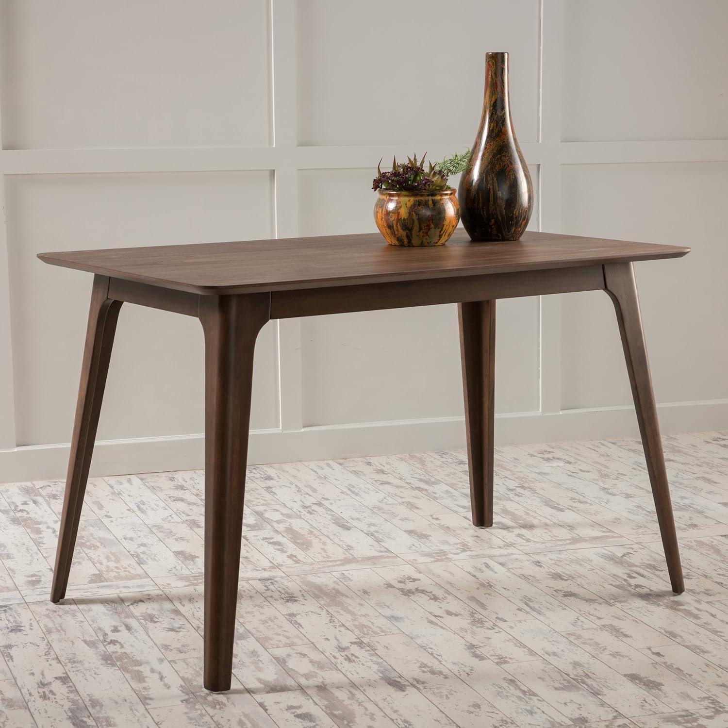 Gideon Dining Table - Natural Walnut - Christopher Knight Home: Scandinavian Style, Seats 4, Rubberwood Frame