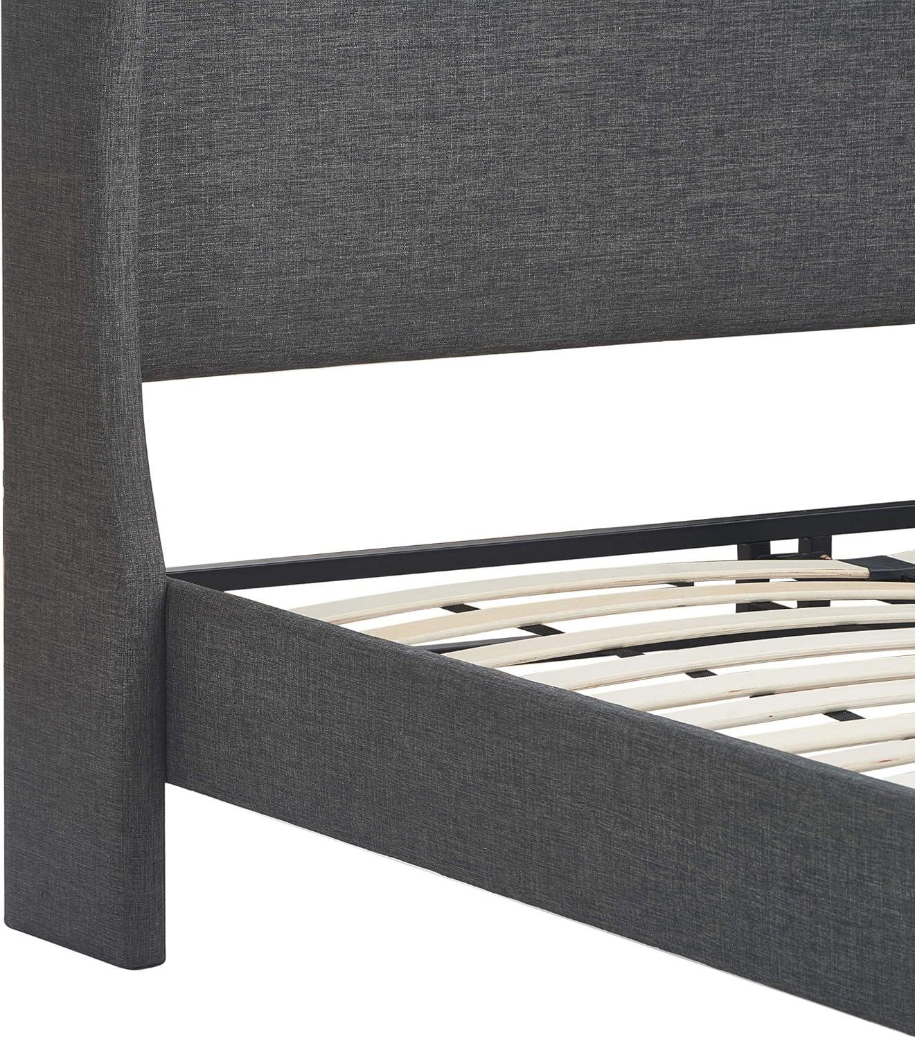 Queen Elmhurst Upholstered Wing Bed Frame Gray - Finch
