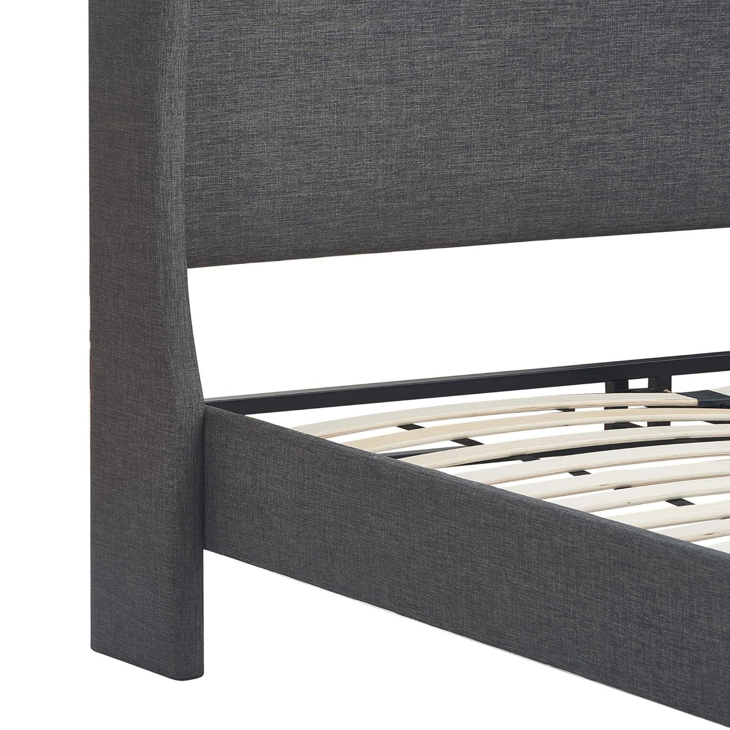 Queen Elmhurst Upholstered Wing Bed Frame Gray - Finch