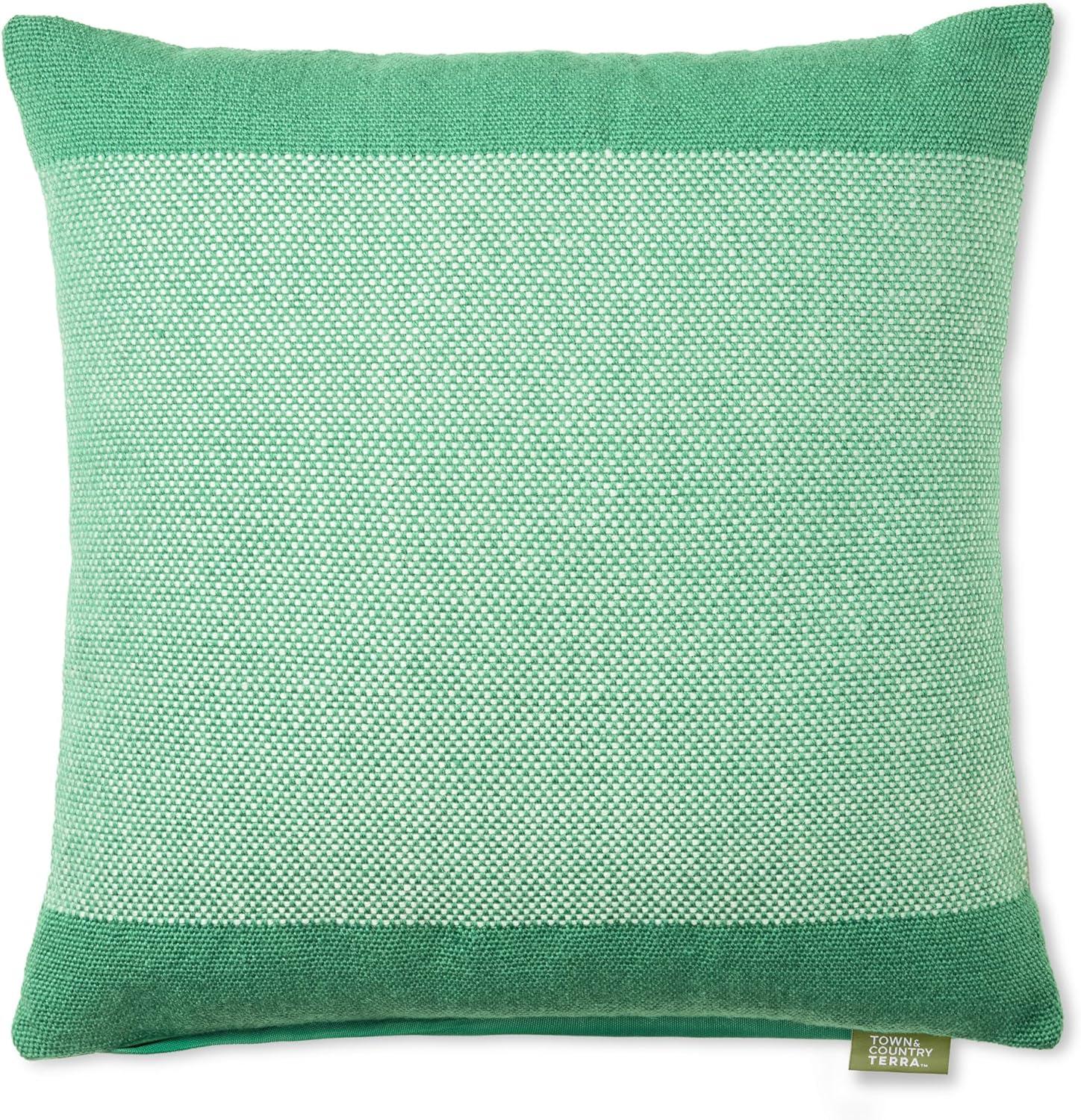 Green and Ivory Square Recycled Outdoor Pillow