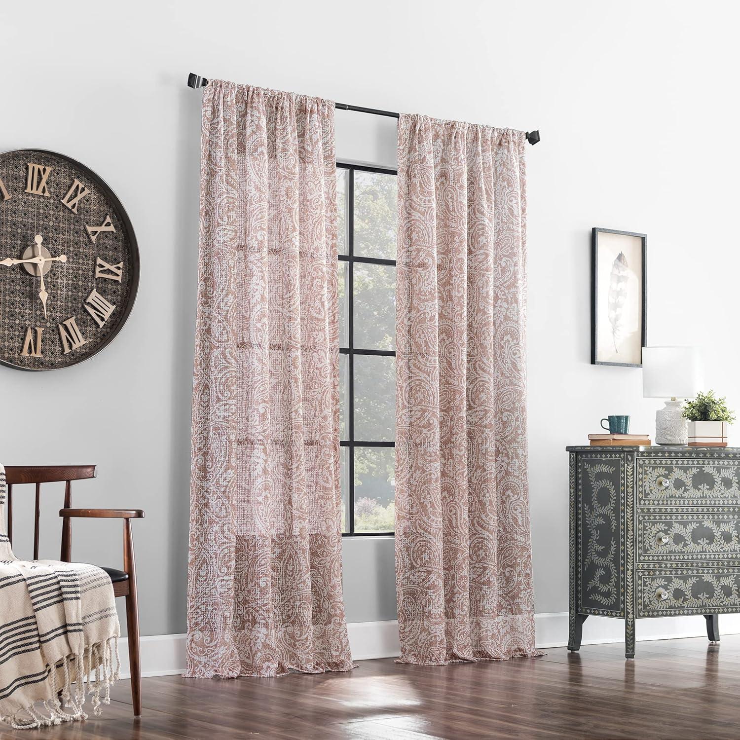 Rose Quartz Sheer Cotton Blend Tab Top Curtain Panel