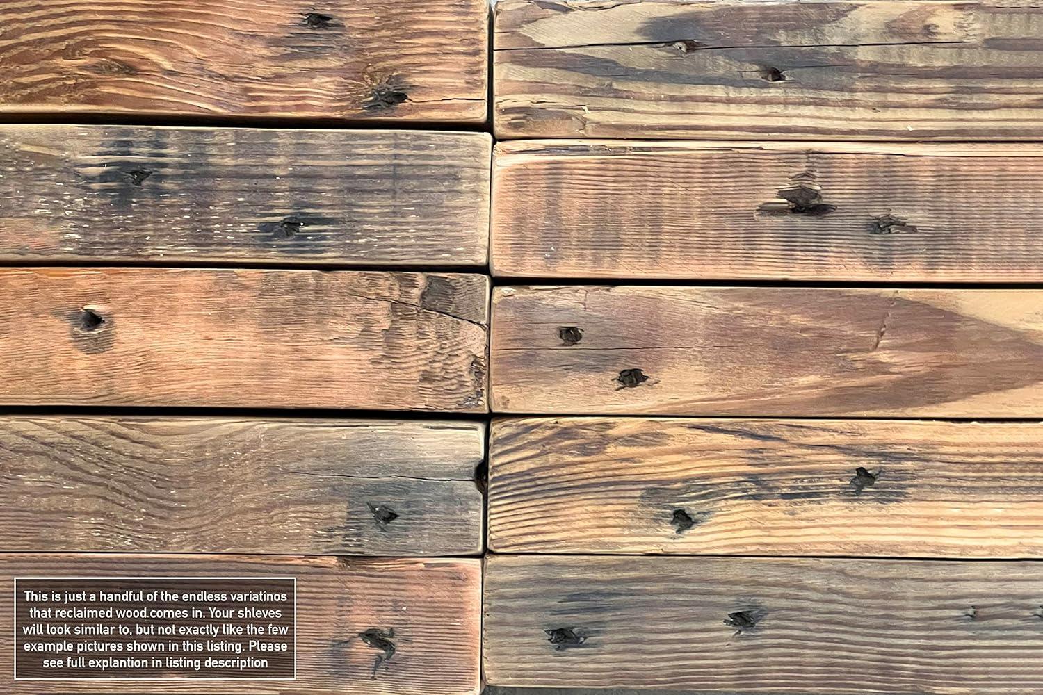 Reclaimed Barn Joist Deep Floating Shelves with Low Profile Brackets