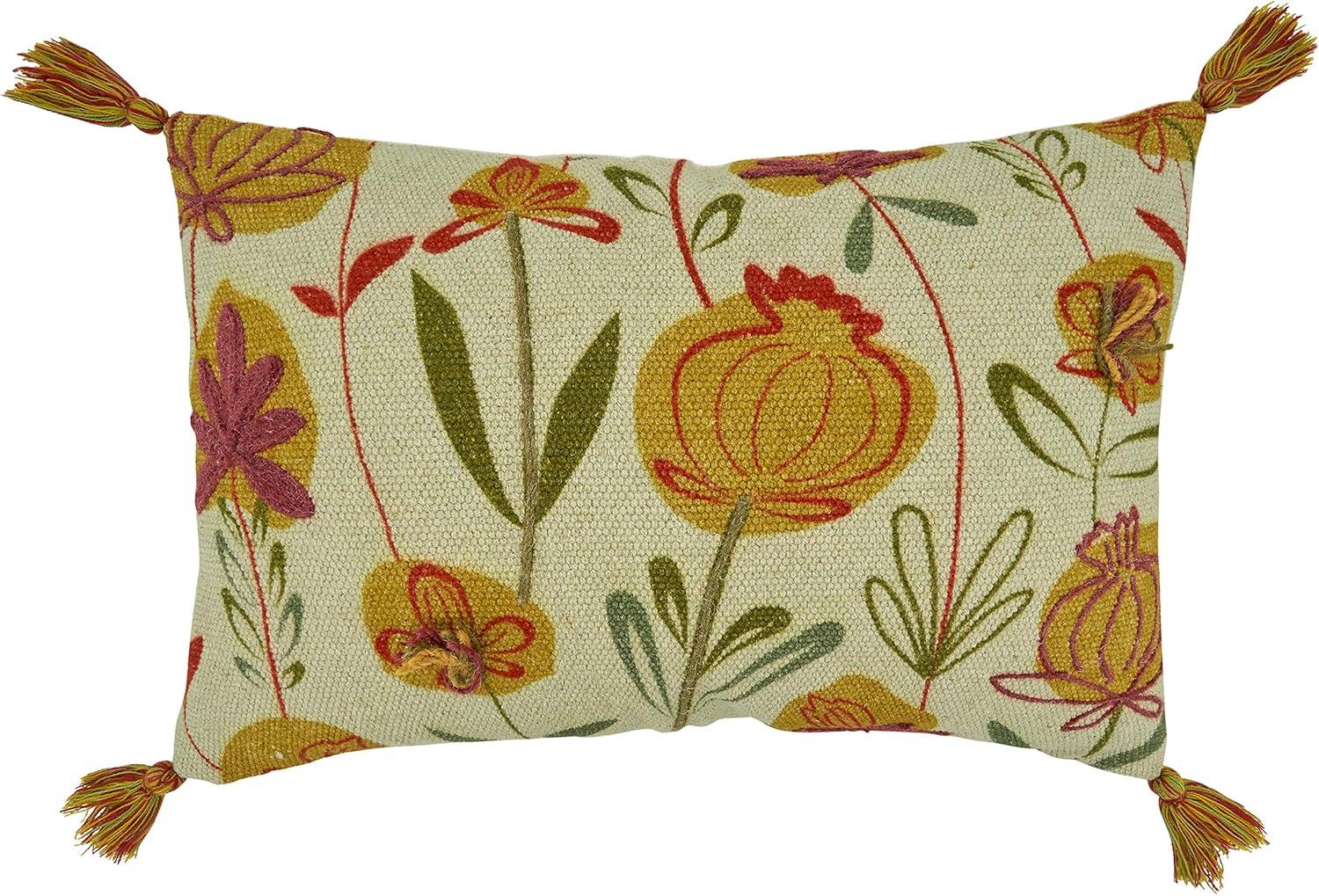 Saro Blossom Collection Floral Cotton Pillow Cover
