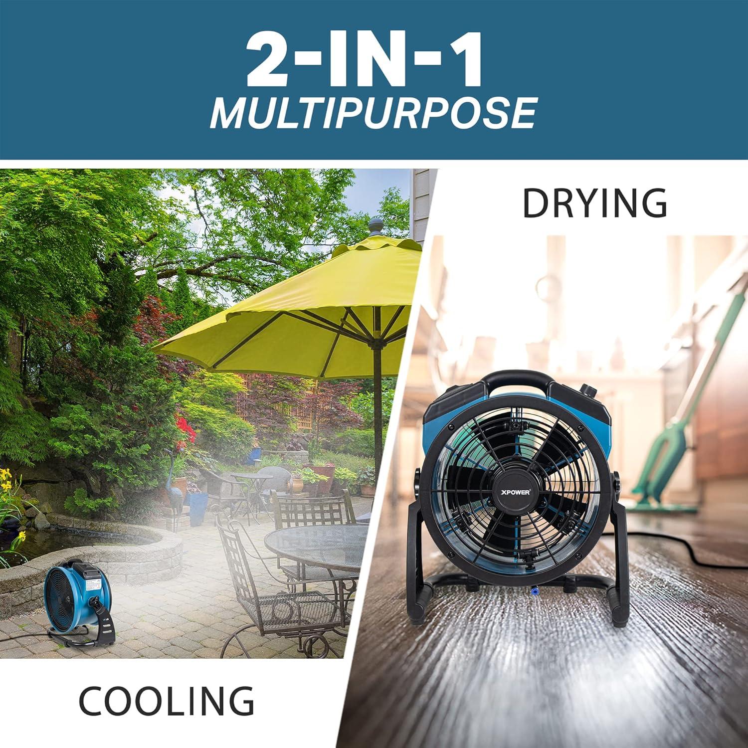 Xpower FM-65B 3-Speed Rechargeable 900 CFM Outdoor Misting Fan