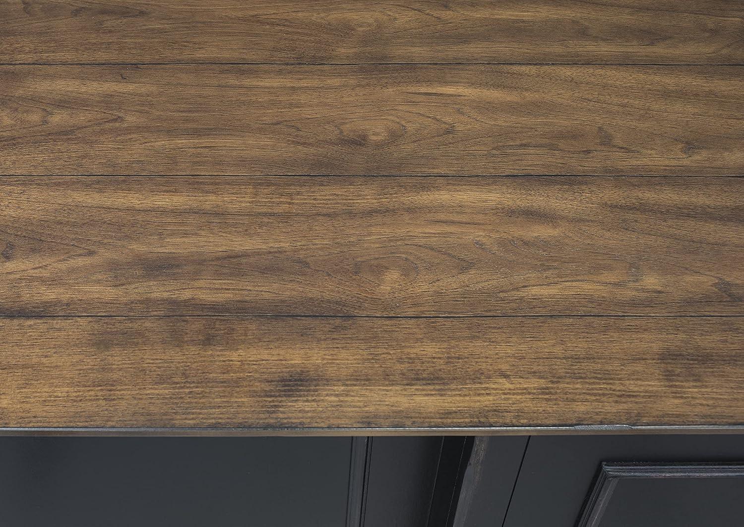 Hartford Executive Home Office Desk with Hutch, Black and Brown