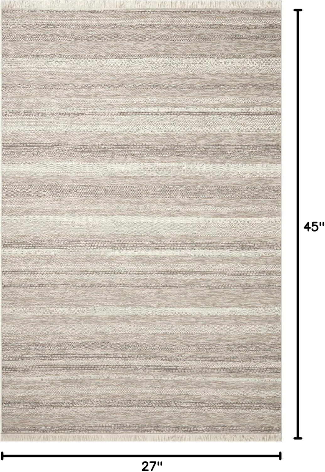 Malibu I Indoor / Outdoor Rug by Amber Lewis x Loloi - Ivory and Dove / 2'3" x 3'9"