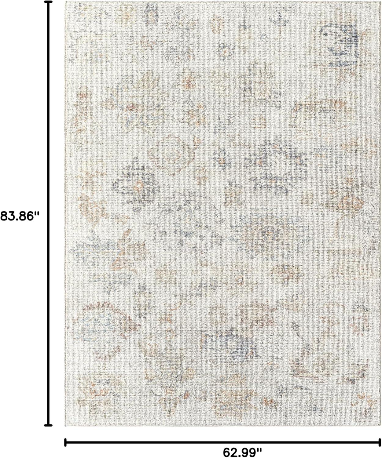 Light Gray Synthetic Hand-Knotted 5' x 7' Area Rug