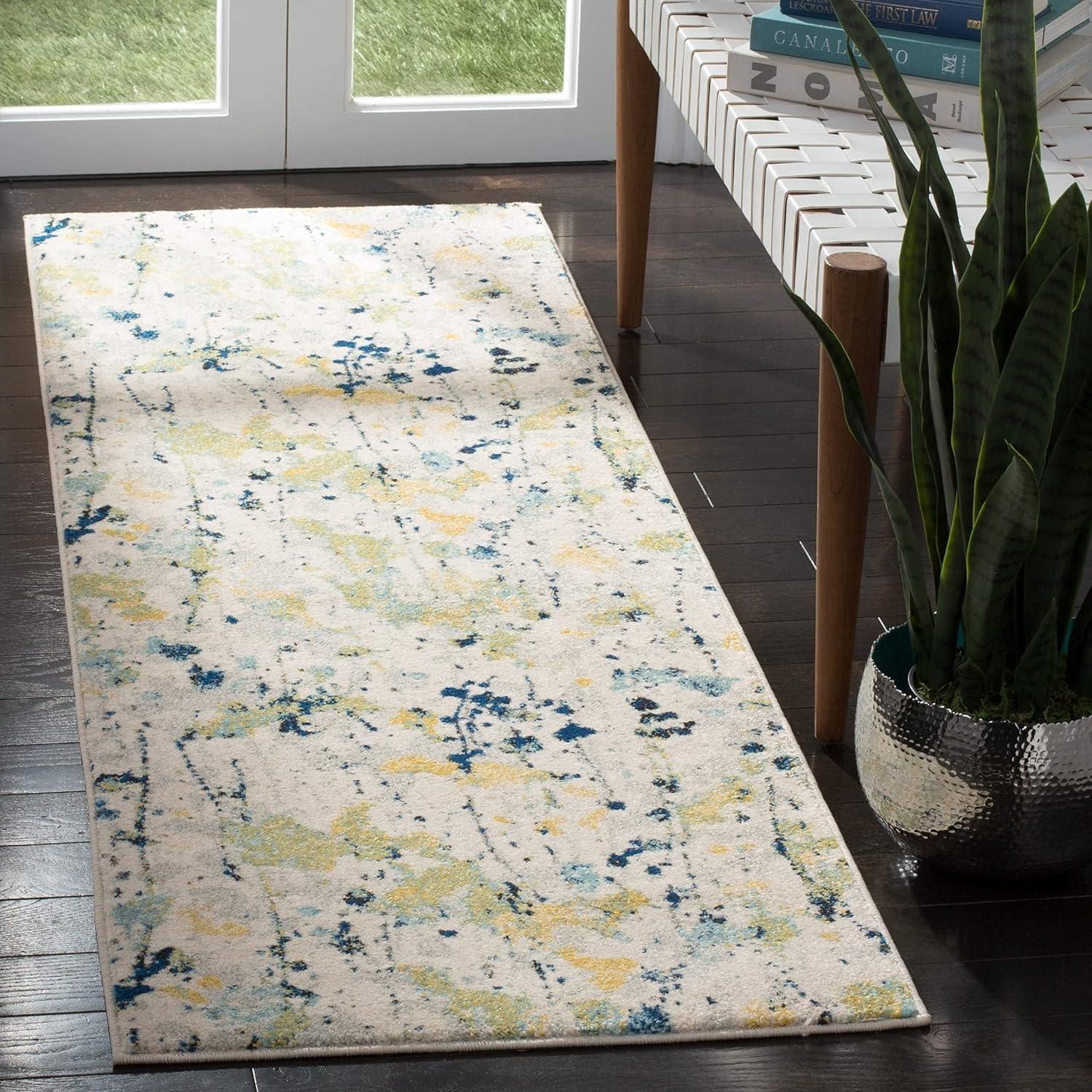 Evoke Ivory and Grey Abstract Floral 8' x 10' Area Rug