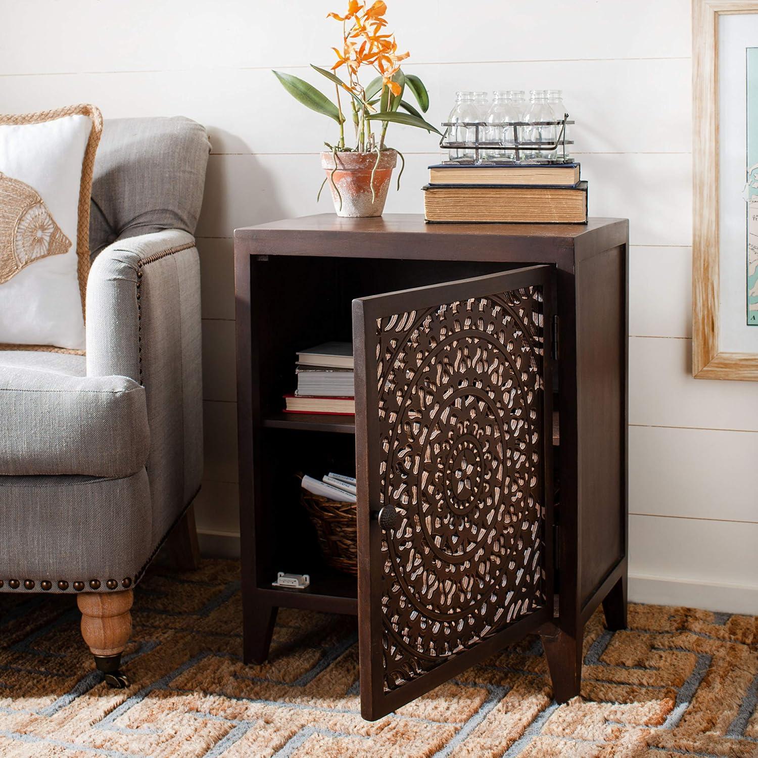 Thea 1 Door Carved Nightstand  - Safavieh