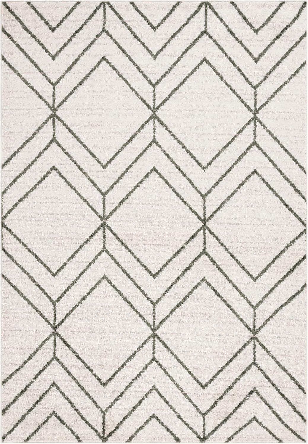 Adirondack ADR241 Machine Made Indoor Area Rug - Ivory/Dark Green - 5'-1"x7'-6" - Safavieh