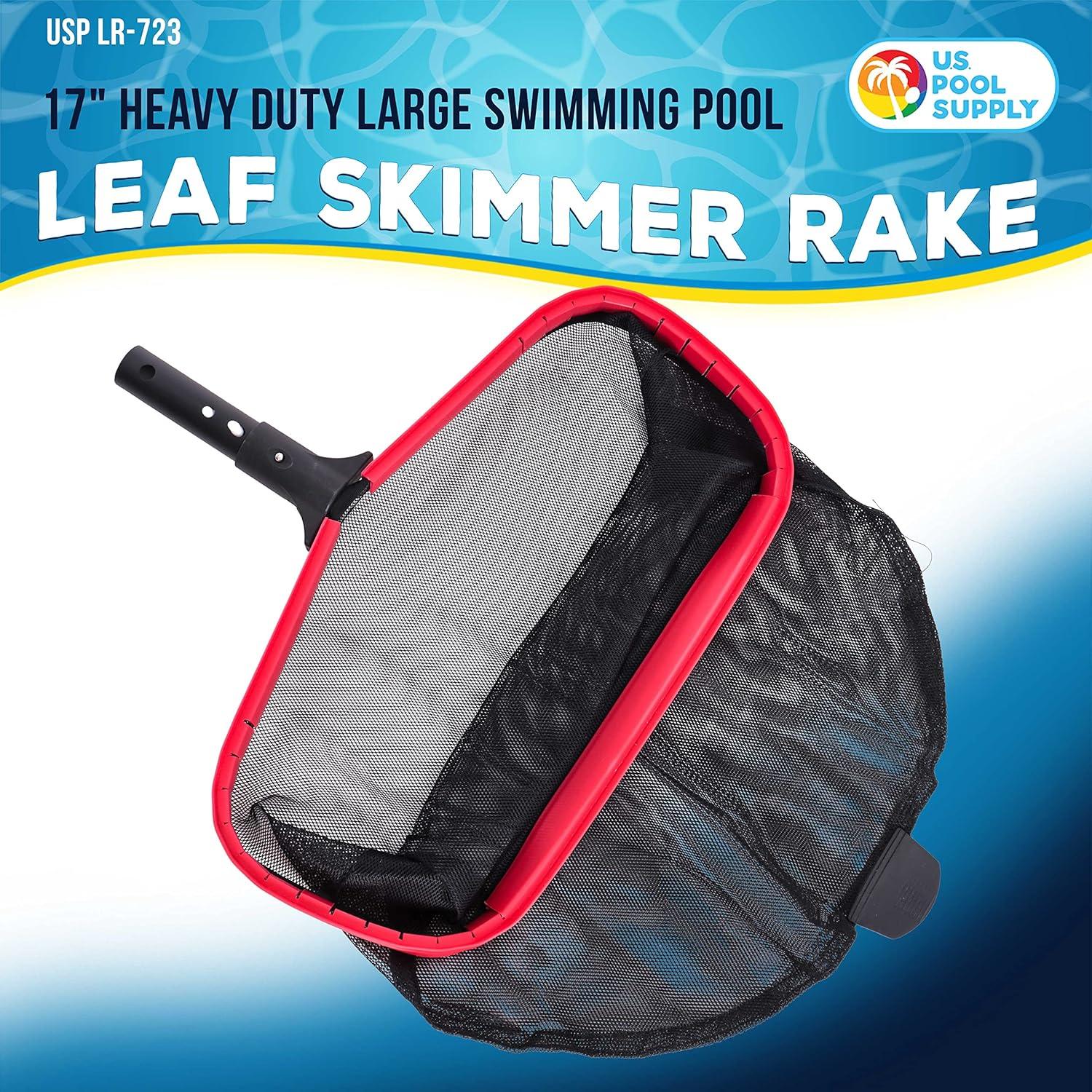 Swimming Pool Professional Heavy Duty 17" Swimming Pool Leaf Skimmer Rake with Deep Net Bag - Strong Aluminum Frame for Faster Cleaning & Easier Debris Pickup and Removal
