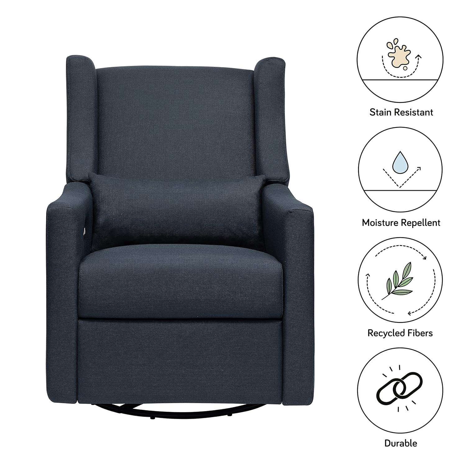 Sustainably Sourced White Linen Swivel Recliner Armchair