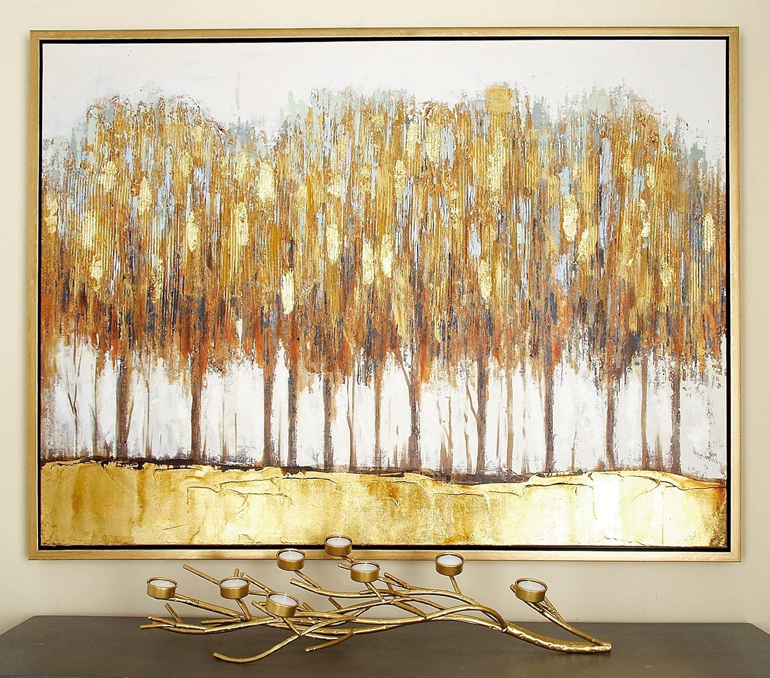 Gold Framed Abstract Tree Canvas Wall Art, 36x47"