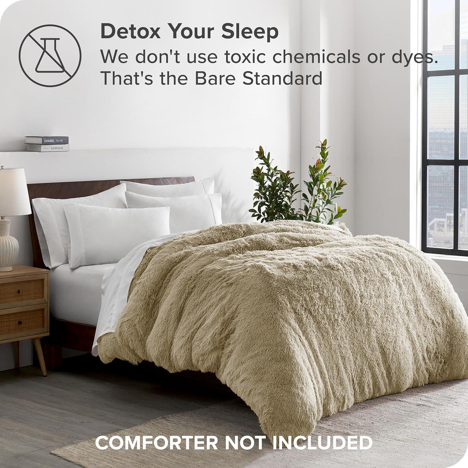 Sand King/California King Shaggy Duvet Cover by Bare Home