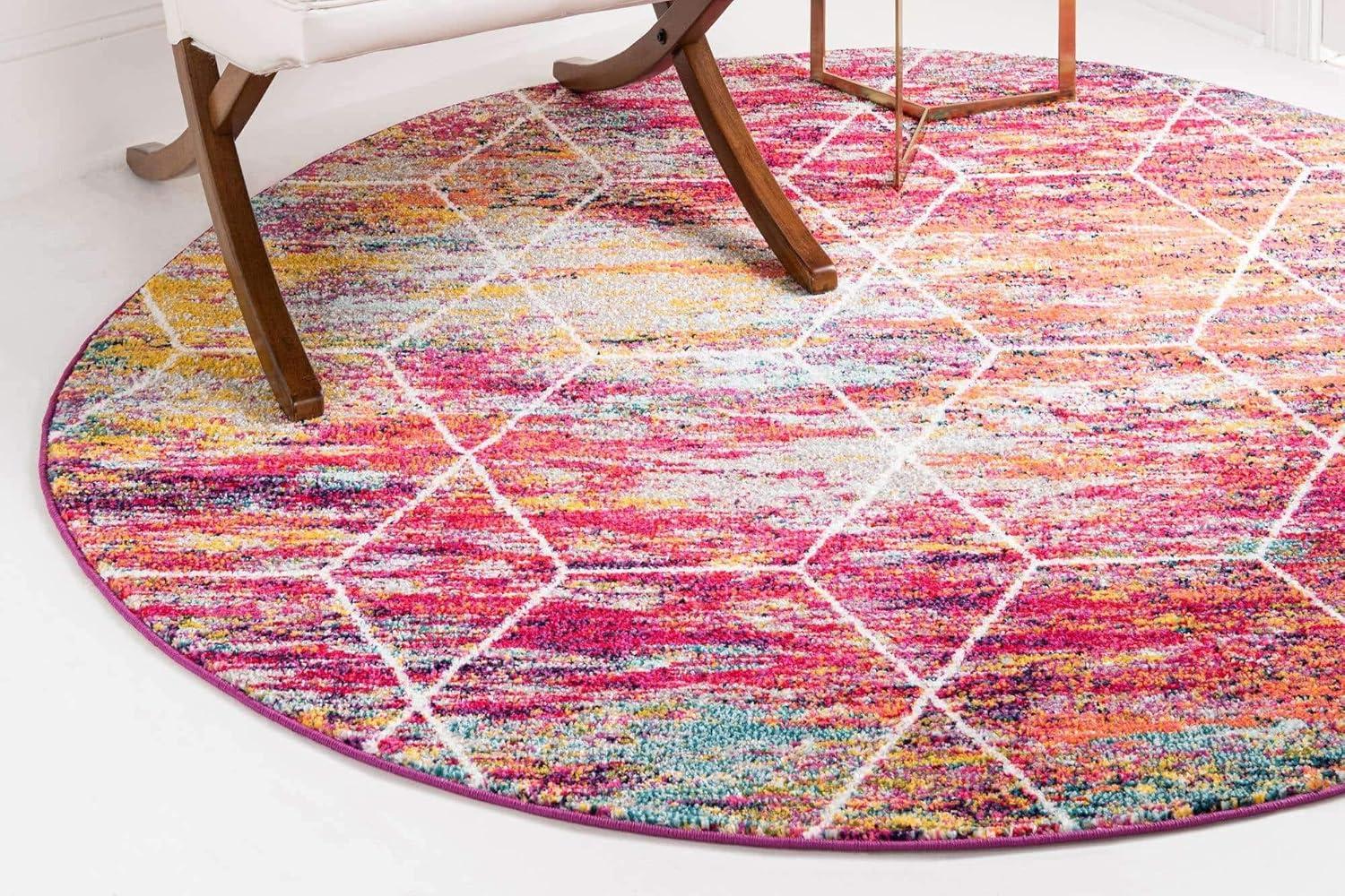 Unique Loom 7' 0 x 7' 0 Trellis Frieze Geometric Multi Area Rug