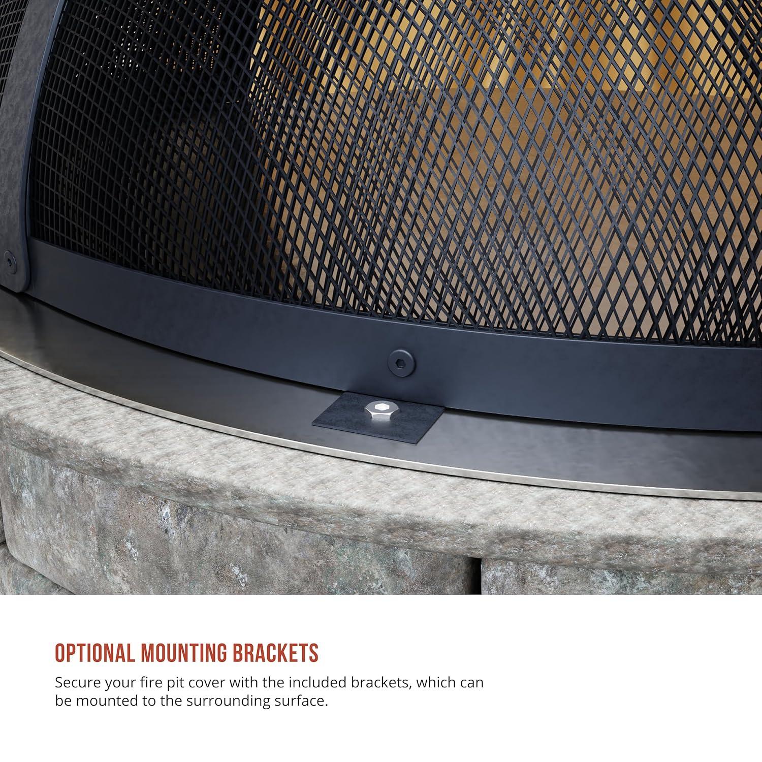 SUNCREAT Heavy-Duty Fire Pit Screen, Steel Mesh Round Spark Screen with Handle, 36 inch