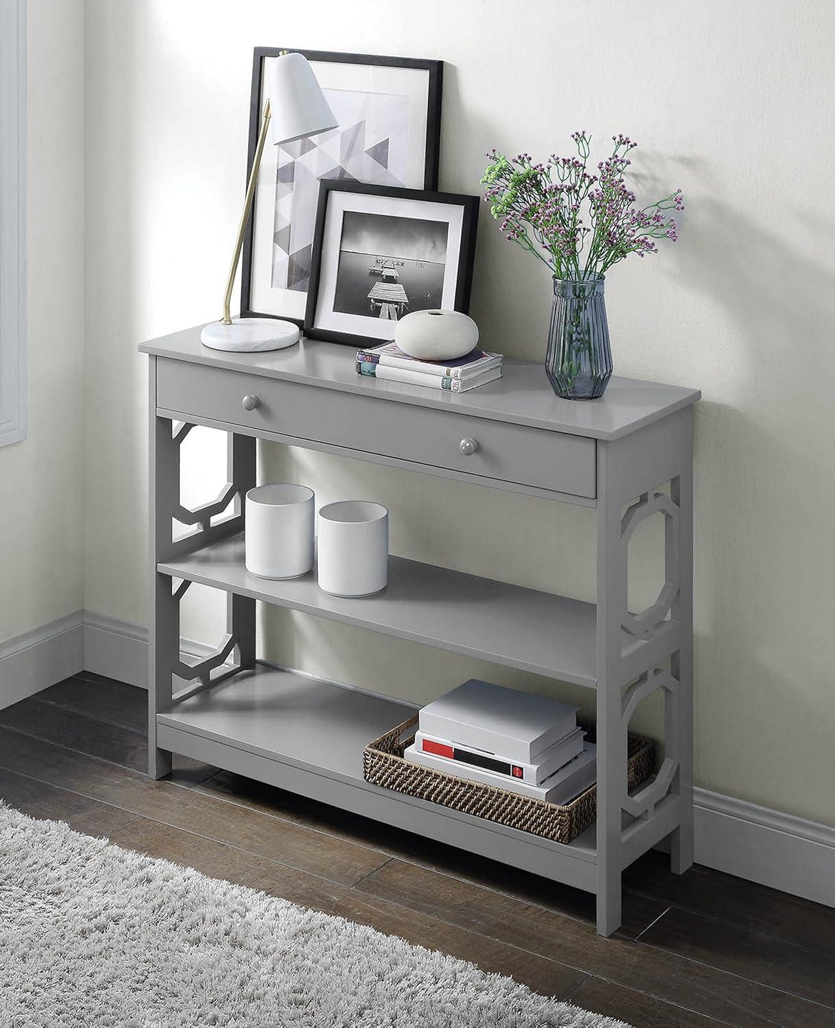 Gray Wood 40" Console Table with Storage Drawer