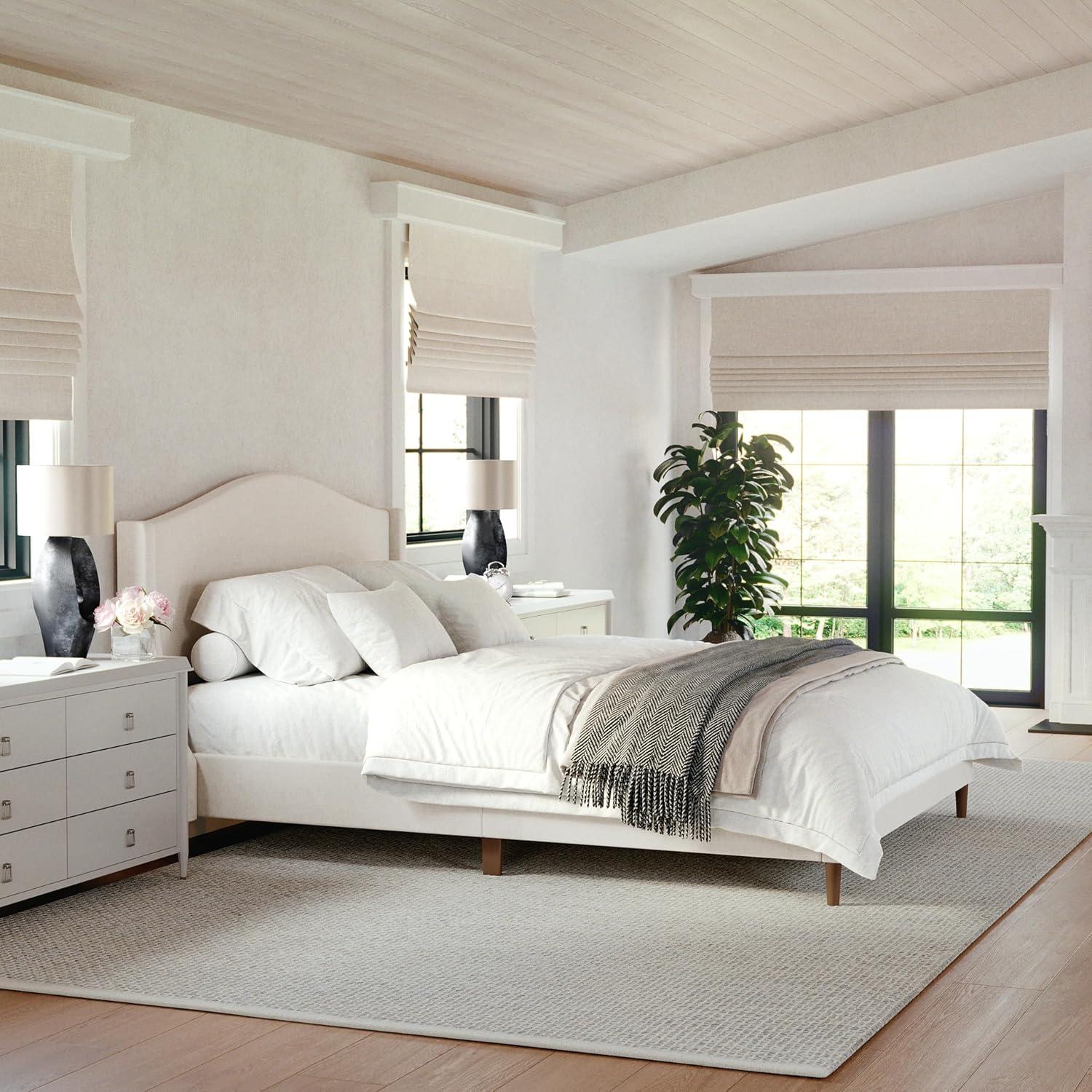 Martha Stewart Amelia Upholstered Platform Bed With Curved Headboard