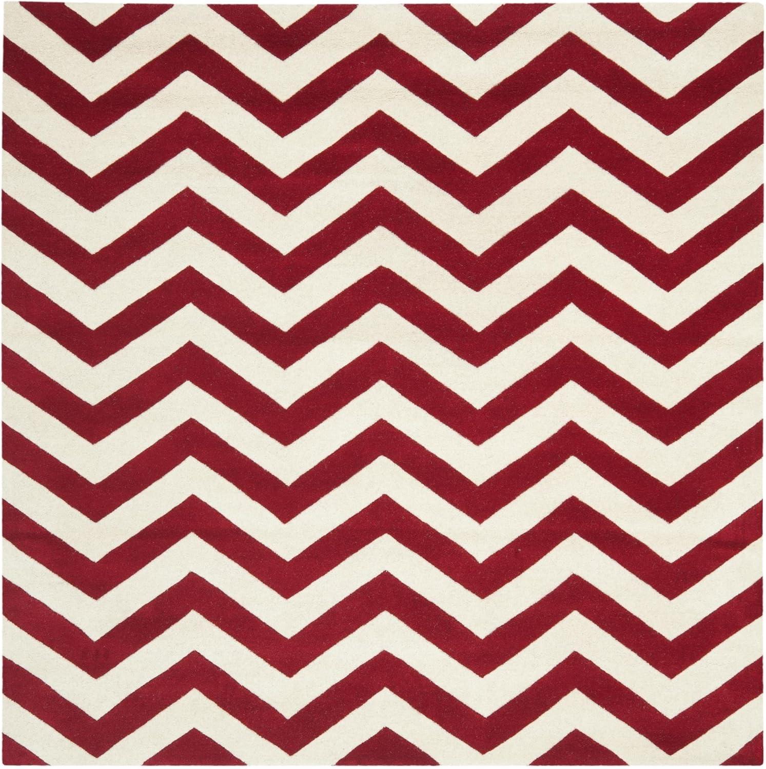 SAFAVIEH Chatham Jake Zigzag Stripes Wool Area Rug, Red/Ivory, 2' x 3'