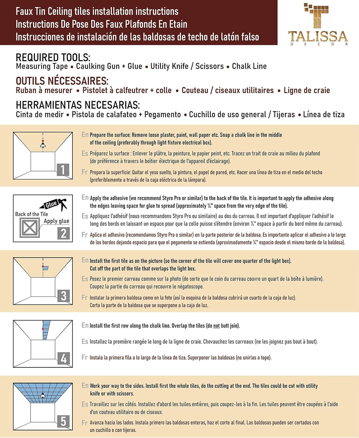 FromPlainToBeautifulInHours Milan 24'' L x 24'' W Textured PVC Drop-In & Glue Up Ceiling Tile Ceiling Tile (Set of 10)