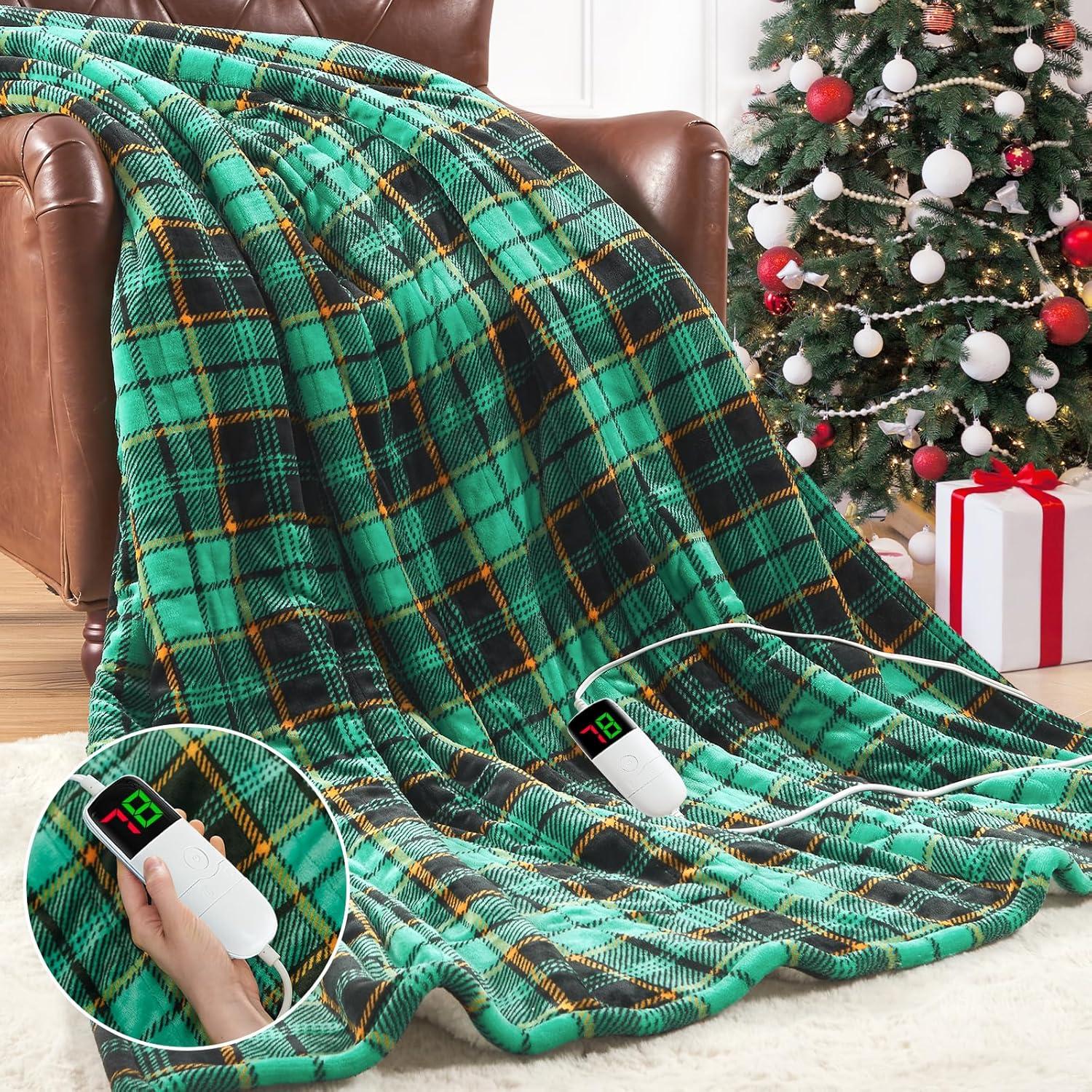 Electric Heated  Blanket 50"x60" - Green Plaid