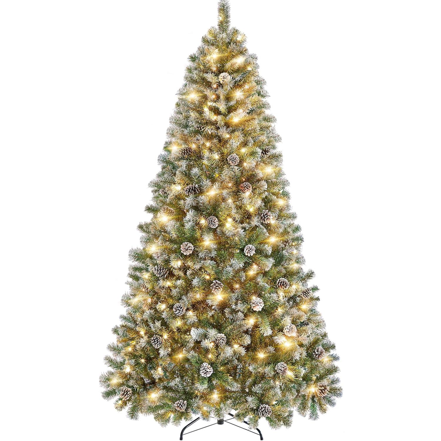 Pinecone-decorated Frosted Artificial Christmas Tree