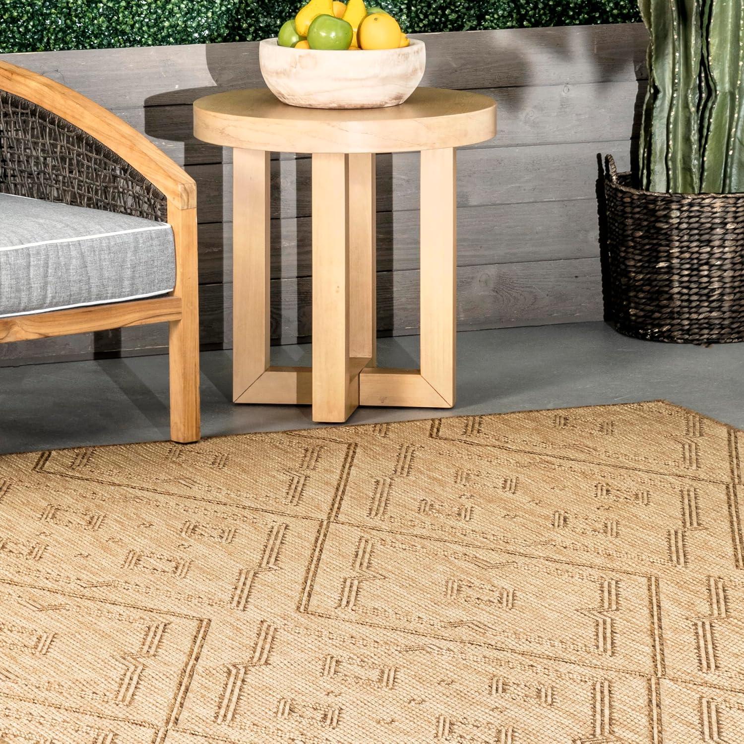 nuLOOM 4' x 6' Outdoor Performance Area Rug, Stain Resistant, Weather Resistant, High Traffic, Patio, Balcony, Outside, Latia Brown