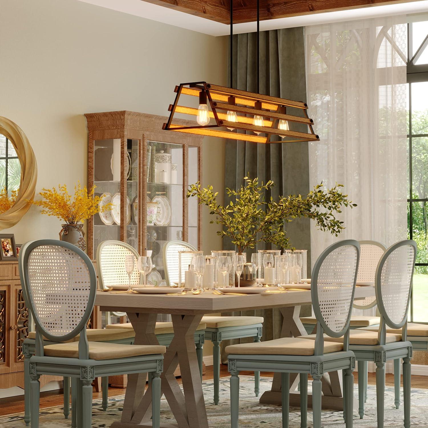 Inlight 34" Wide Farmhouse 4-Light Kitchen Island Pendant Light for Dining Room, IN-0335-4-WD