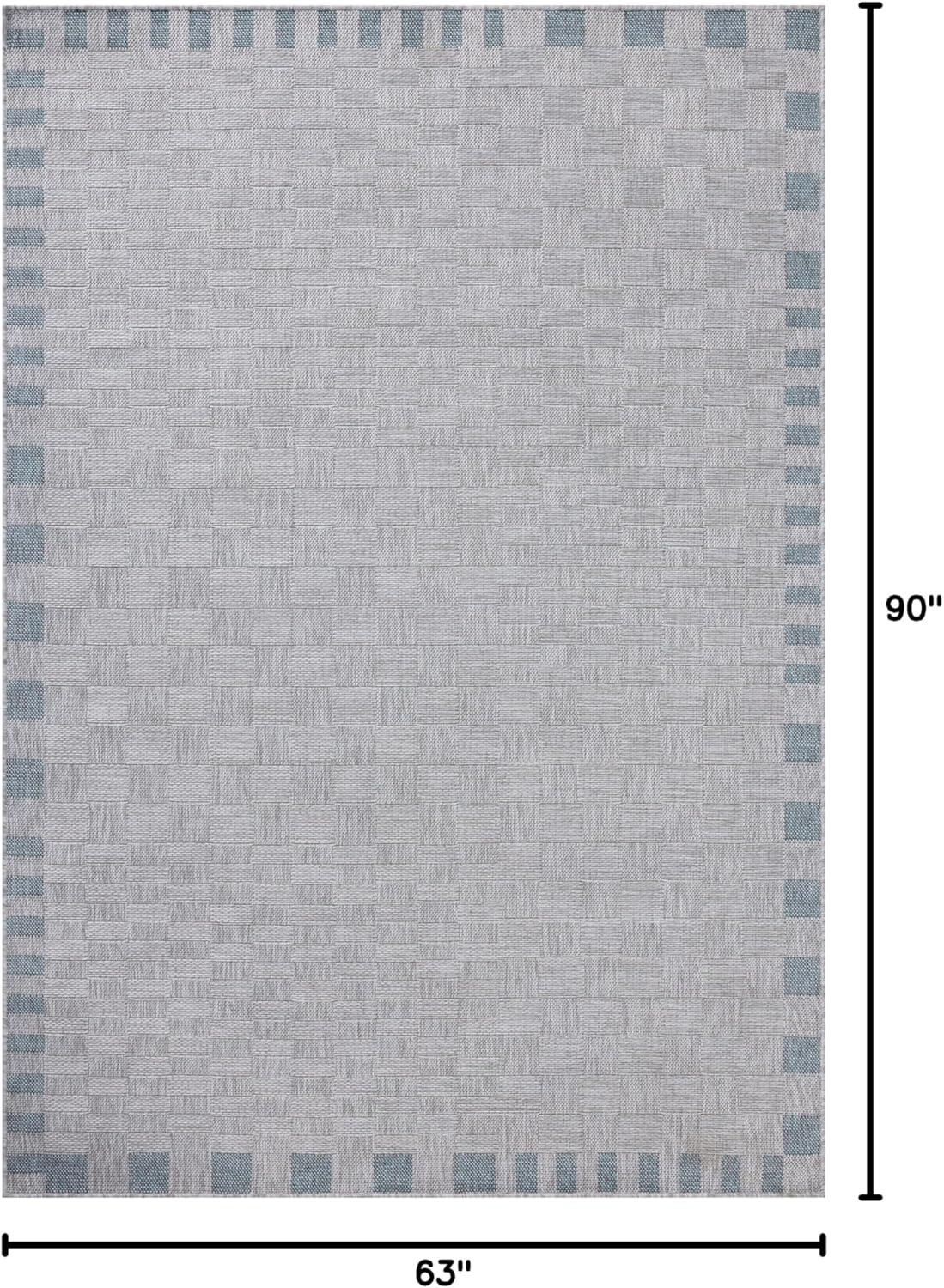 Topanga IV Indoor / Outdoor Rug by Amber Lewis x Loloi - Silver and Blue / 5'3" x 7'6"