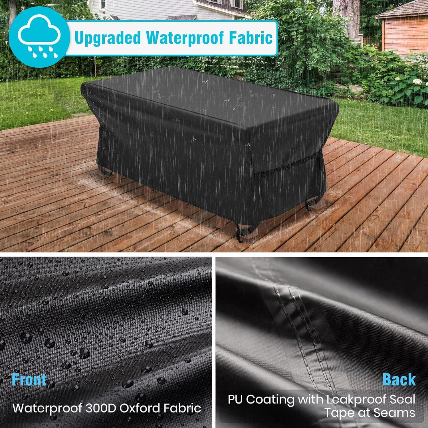 Black Waterproof Oxford Patio Furniture Cover with Buckles, 67”L x 37”W x 28”H