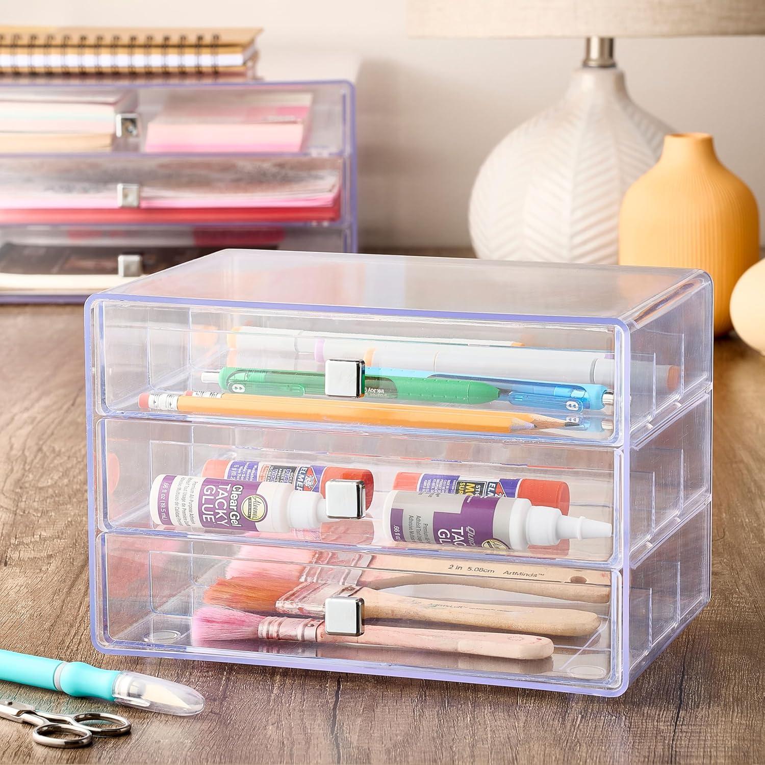 Three Drawer Washi Tape Storage Keeper by Simply Tidy - Organize Arts & Crafts - Embellishments - Washi Tape - Jewelry - Clear - 1 Pack
