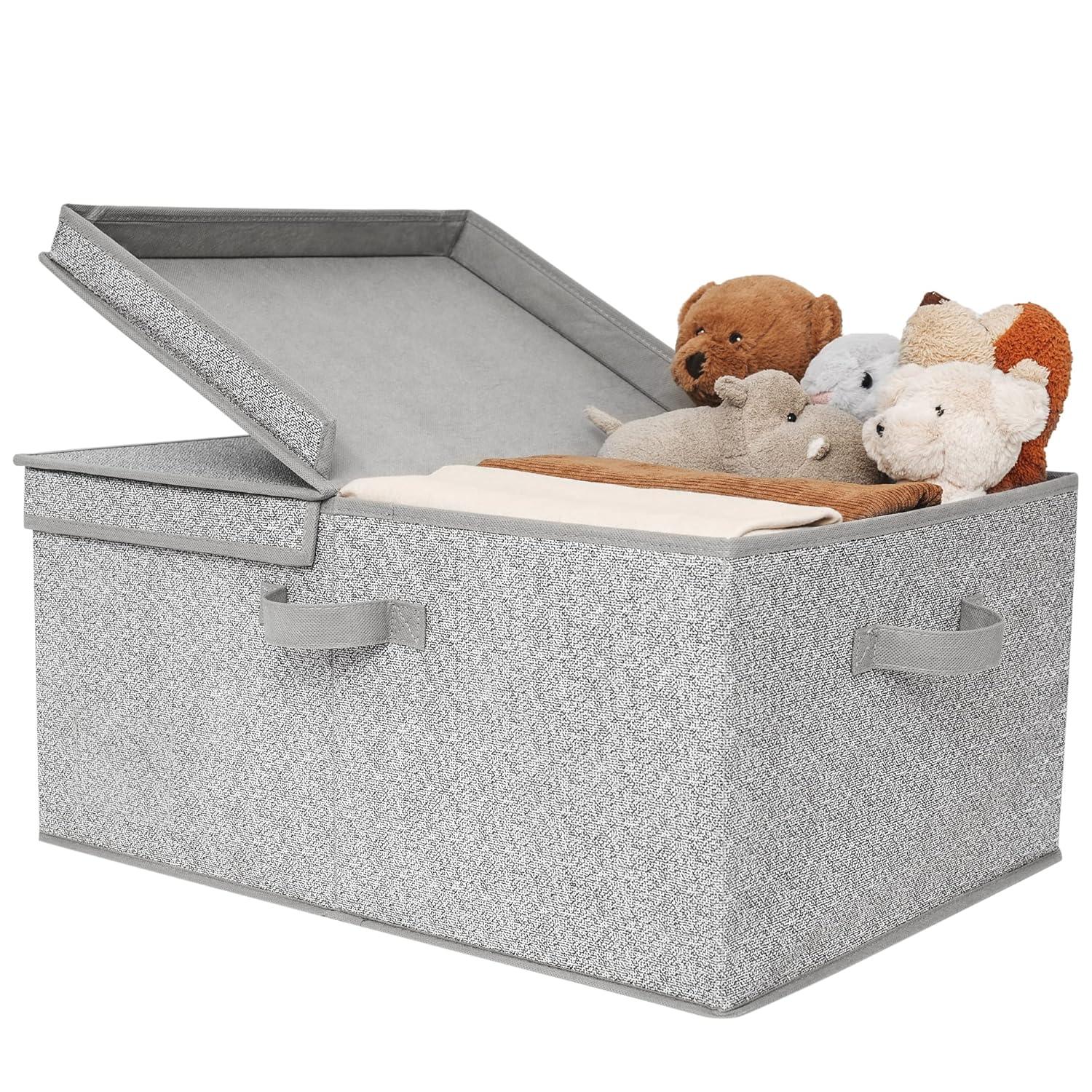 GRANNY SAYS Fabric Storage Bin with Lid, Decorative Storage Box, Extra Large Storage Baskets, Closet Organizer, Gray, 1-Pack