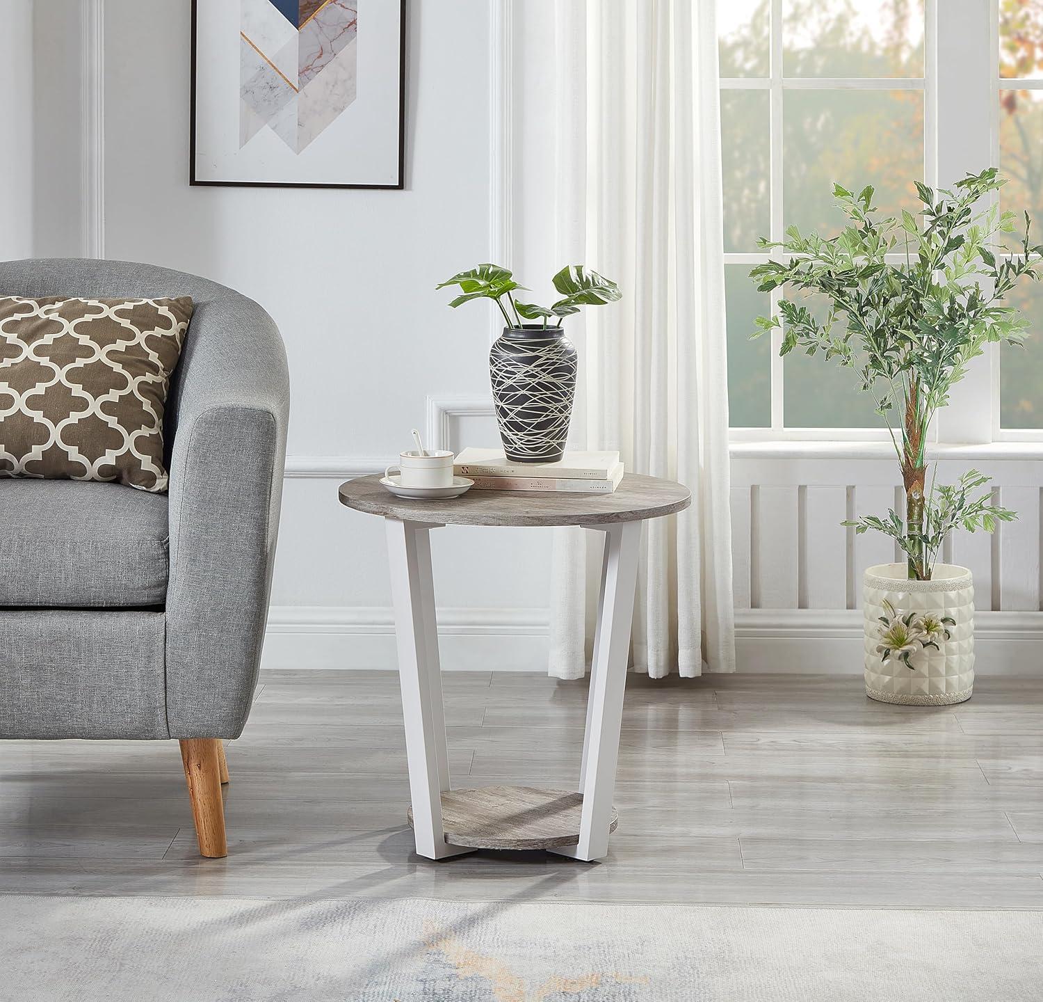 Home Decor Elysian Contemporary Round End Table With Shelf