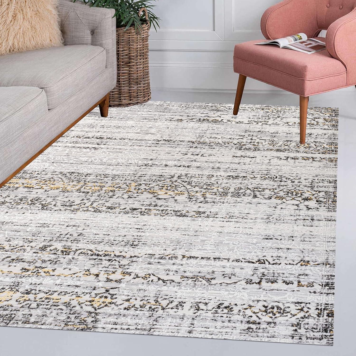 JONATHAN Y Tidal Modern Strie' Ivory/Black 3 ft. x 5 ft. Area Rug