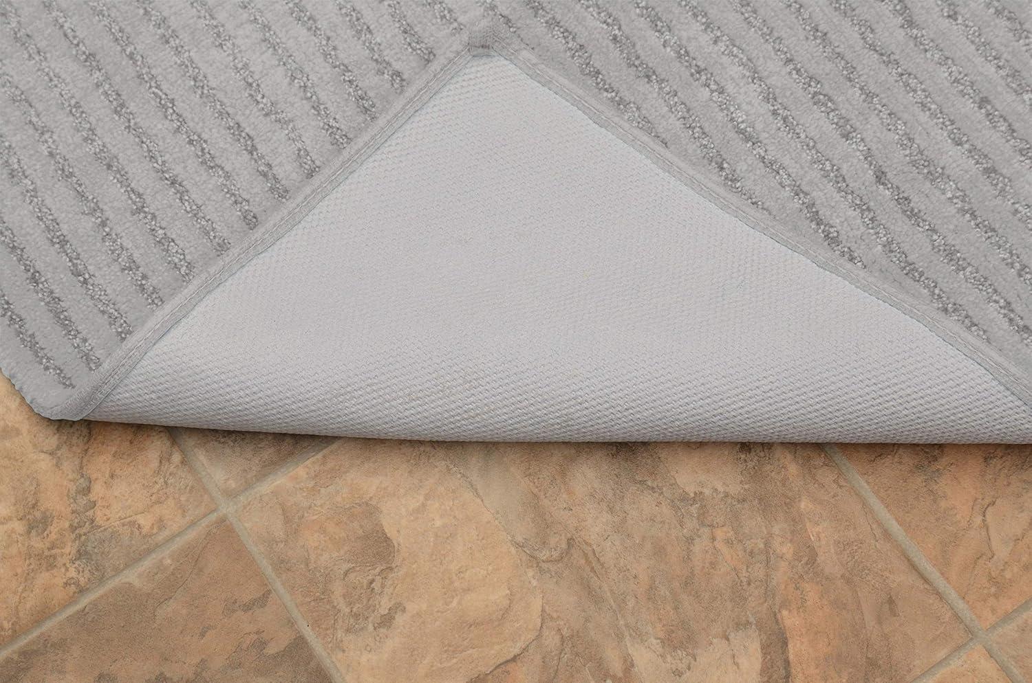 3pc Sheridan Plush Washable Nylon Bath Rug Set Platinum Gray - Garland: Includes Contour Mat, Tufted Lid Cover