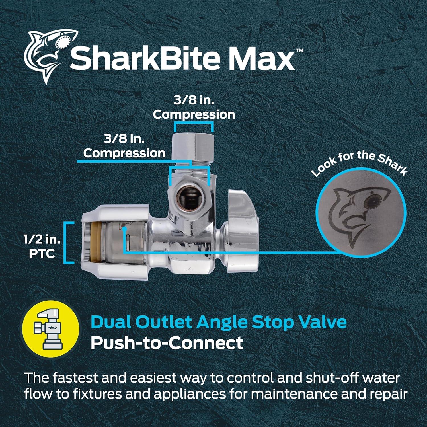 SHARKBITE 1/2x3/8x3/8 Angle Valve UR25558