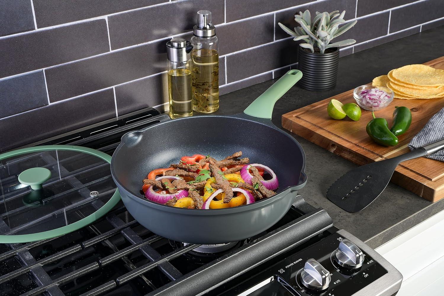 Kenmore Theodore 6 Quarts Non-Stick Aluminum Saute Pan with Lid