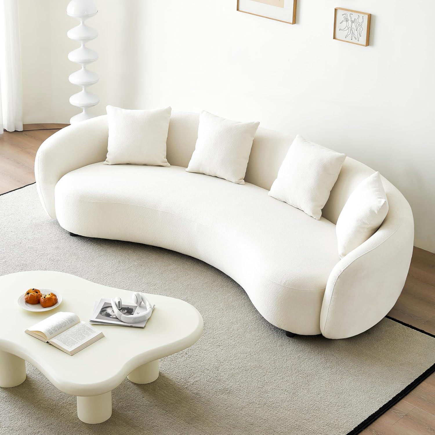 Excellent Future 122.8" Curved Sofa Modern Curved Couch Living Room Modular Sectional Sofa