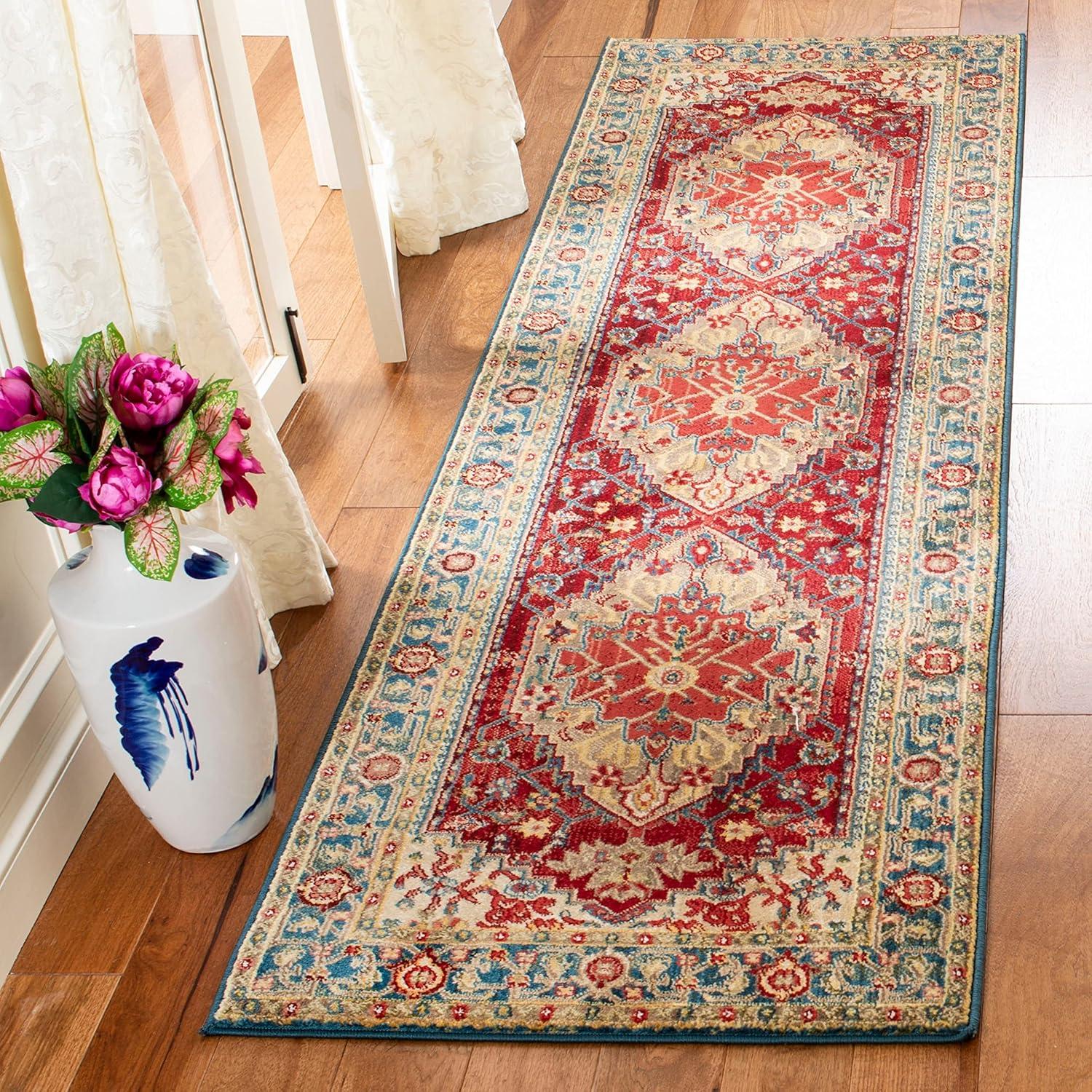 Elysian Red Floral 8' x 10' Hand-Knotted Synthetic Area Rug