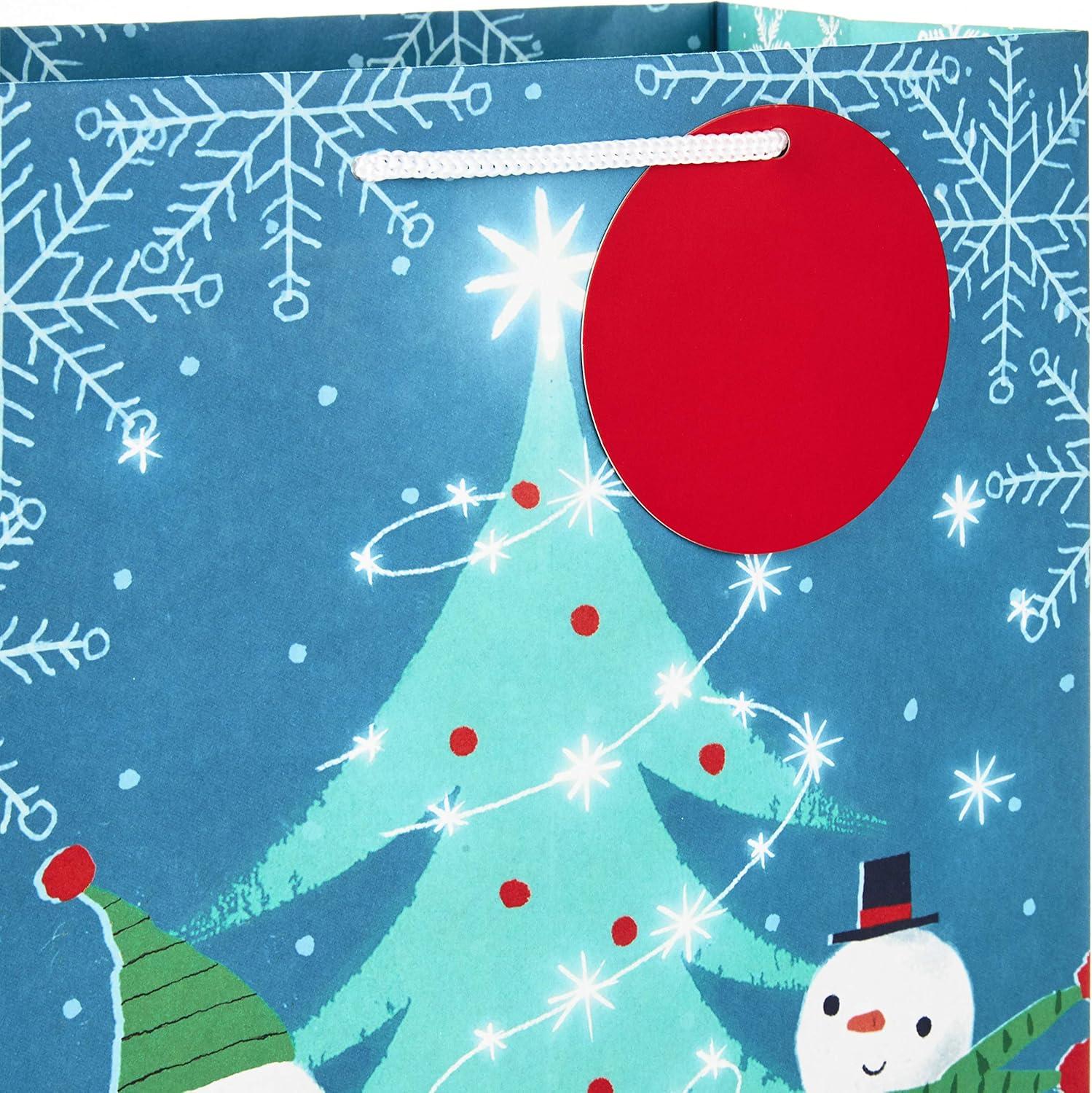 Hallmark Christmas Gift Bags Assorted Sizes (8 Bags: 2 Small 5", 2 Medium 8", 2 Large 11", 2 Extra Large 14") Penguins, Hedgehogs, Santa Claus, Snowmen, Trees