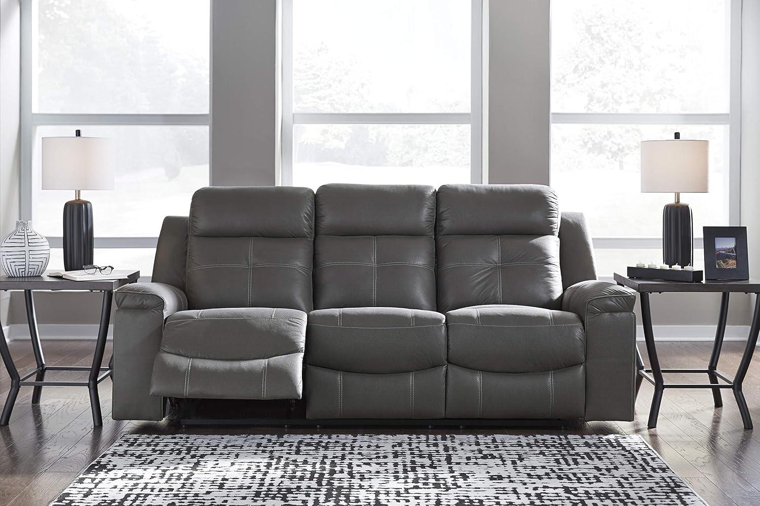 Jesolo Dark Gray Faux Leather Manual Reclining Sofa