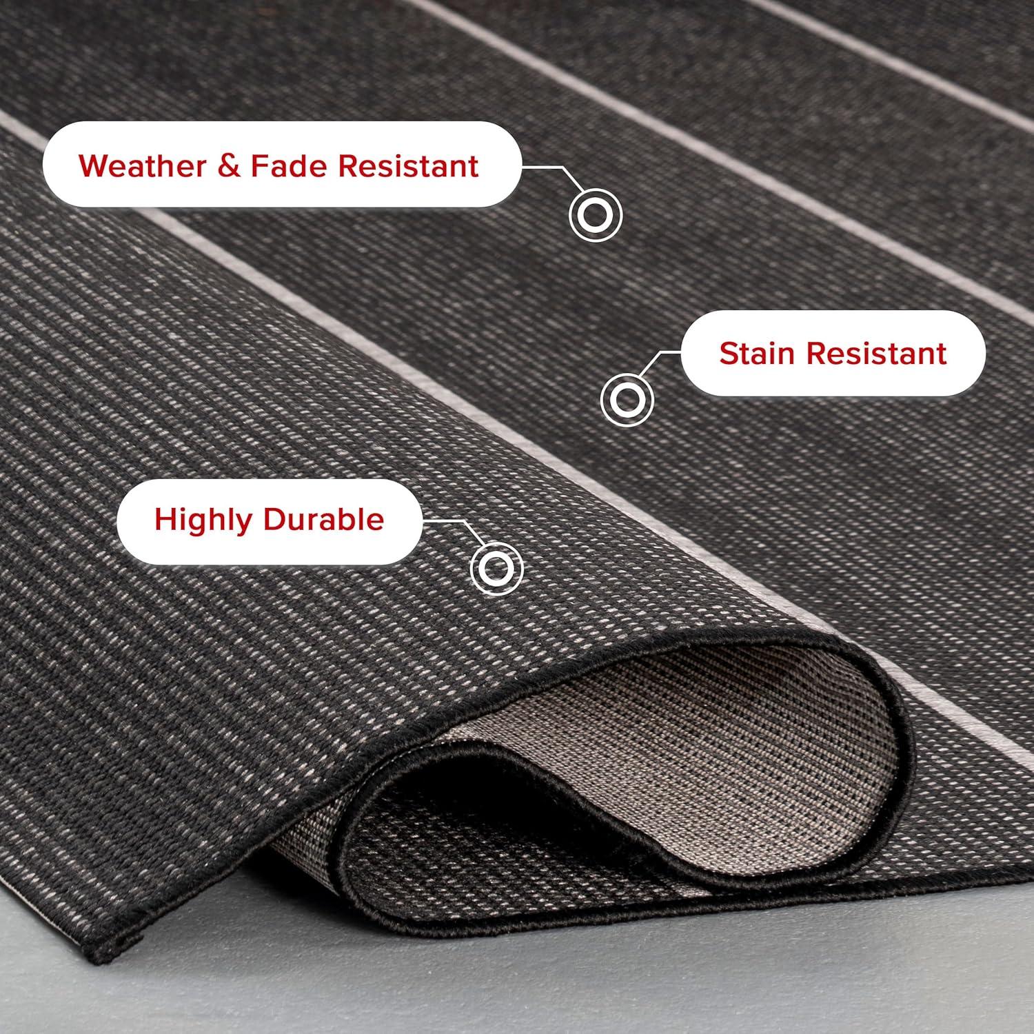 Randall Striped Machine Woven / Power Loomed Indoor/Outdoor Patio Rug